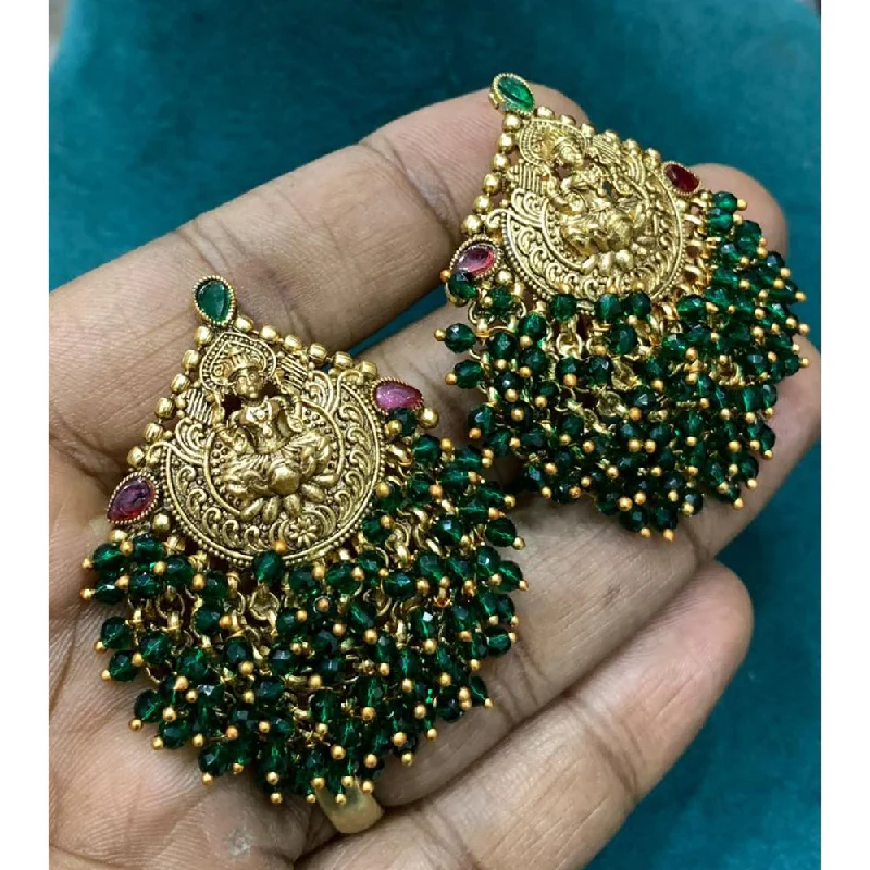 elegant hoop earrings for weddings-Bhavi Jewels Gold Plated Pota Stone And Pearls Dangler Earrings