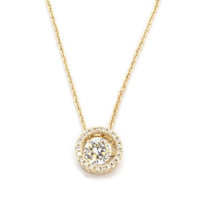 crystal drop necklaces for women-CZ Swing Pendant Necklace Gold Plated