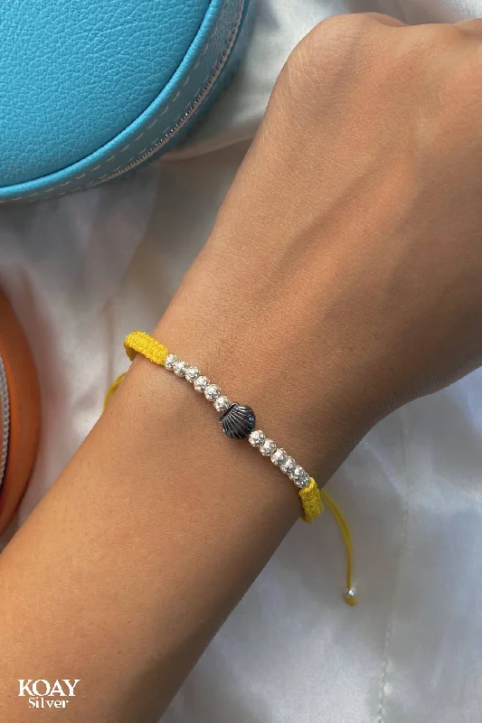 custom bracelets for women-Hematite Stone Shell Bracelet (Yellow)