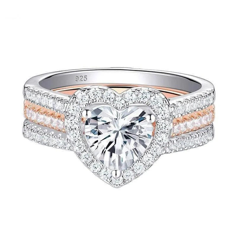 elegant diamond engagement rings for women-Heart Shape Created Diamond Two Tone Engagement Ring