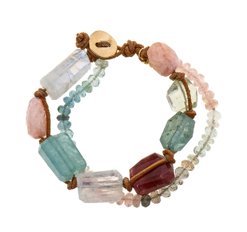 gemstone bangles for women-Nava Zahavi Yellow Gold Colorful Aquamarine Bracelet