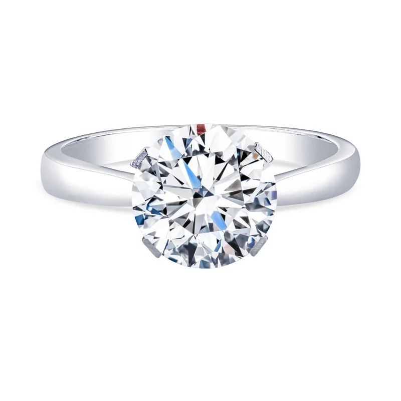 romantic diamond engagement rings for women-Narrow Solitaire Engagement Rings Pinched Band