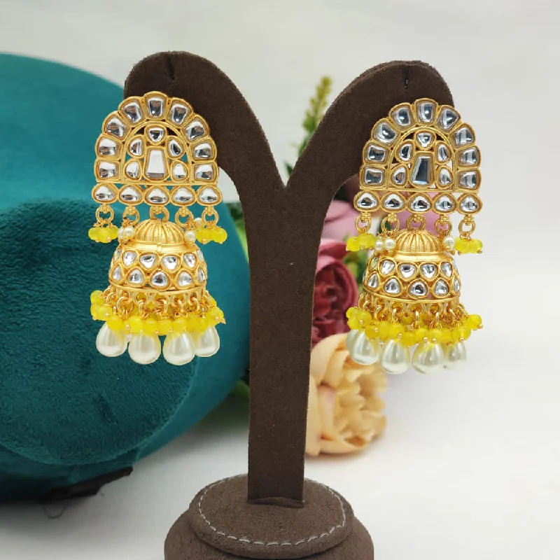 trendy diamond earrings for women-Manisha Jewellery Gold Plated Kundan Stone Jhumki Earrings