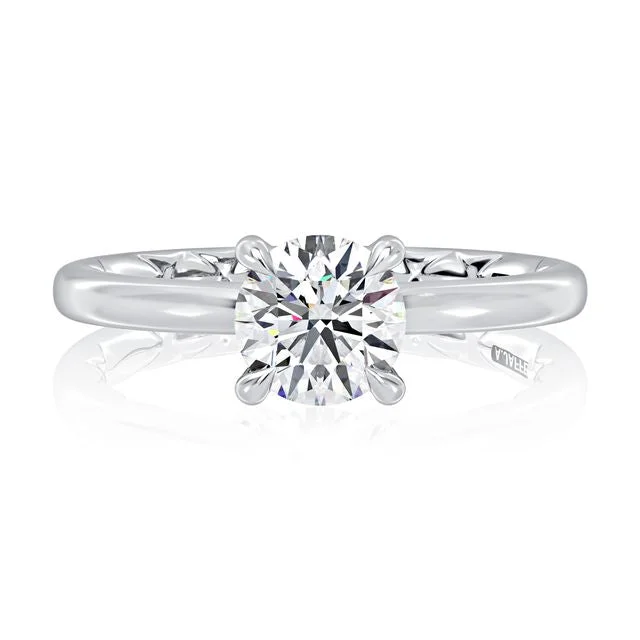 hand-crafted engagement rings for women-A.Jaffe Engagement Rings Classic Four Prongs Solitaire Round Center Diamond Engagement Ring MEC1403BQ/150