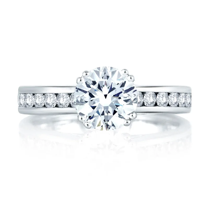 princess-cut engagement rings for women-A.Jaffe Engagement Rings Classic Channel Set Cathedral Engagement Ring MES174/49