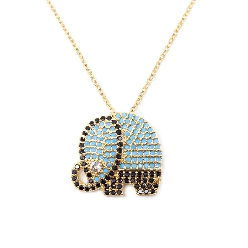 bohemian necklaces for women-Stainless St Pave Elephant Necklace Gold Pl