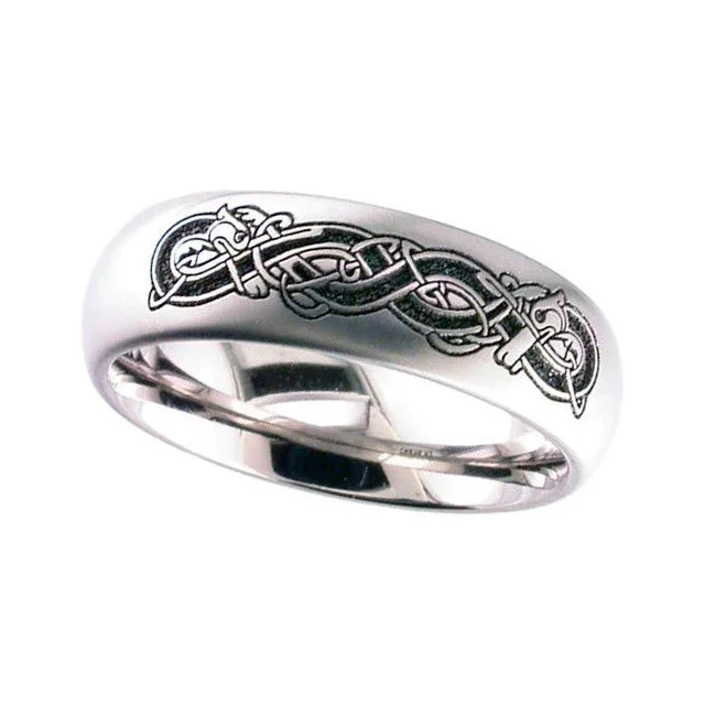 vintage rings for women-Celtic Titanium Ring - 2204-CD18