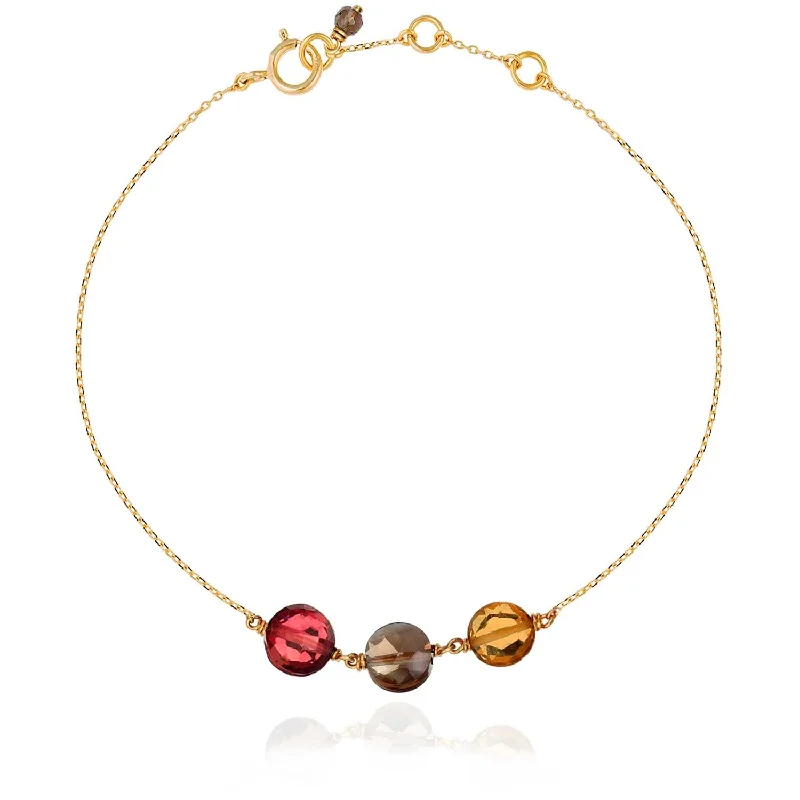 gold bangle sets for women-Trio Pastille Bracelet Citrine, Smoky Quartz & Red Garnet -18k Gold