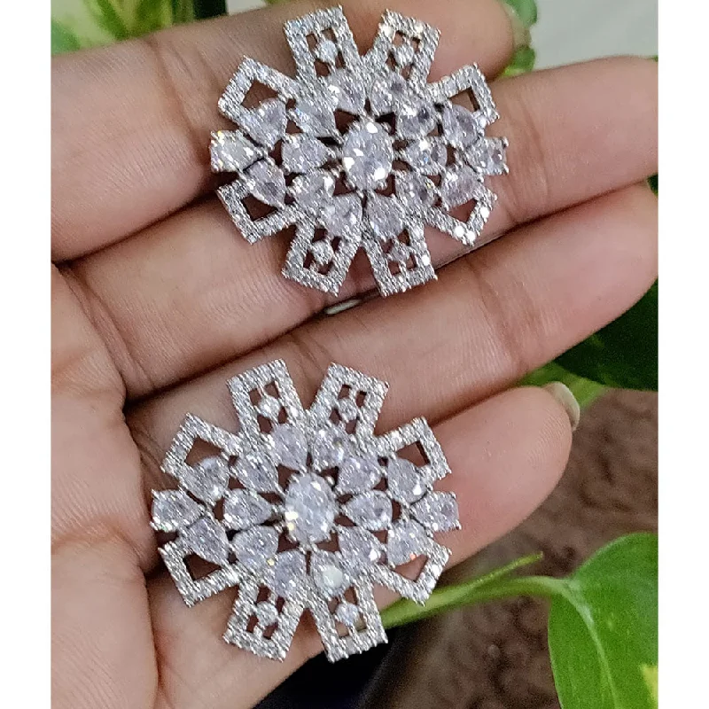 affordable earrings for women-Manisha Jewellery Silver Plated AD Stone Stud Earrings