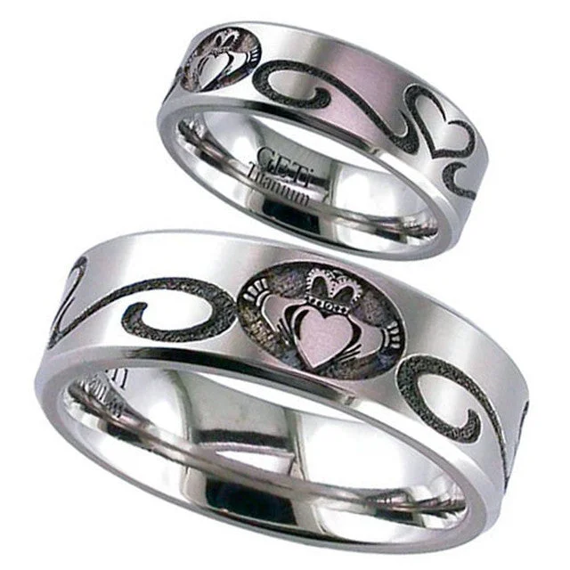 bridal rings for women-Claddagh Titanium Ring - 2226CH-claddagh1