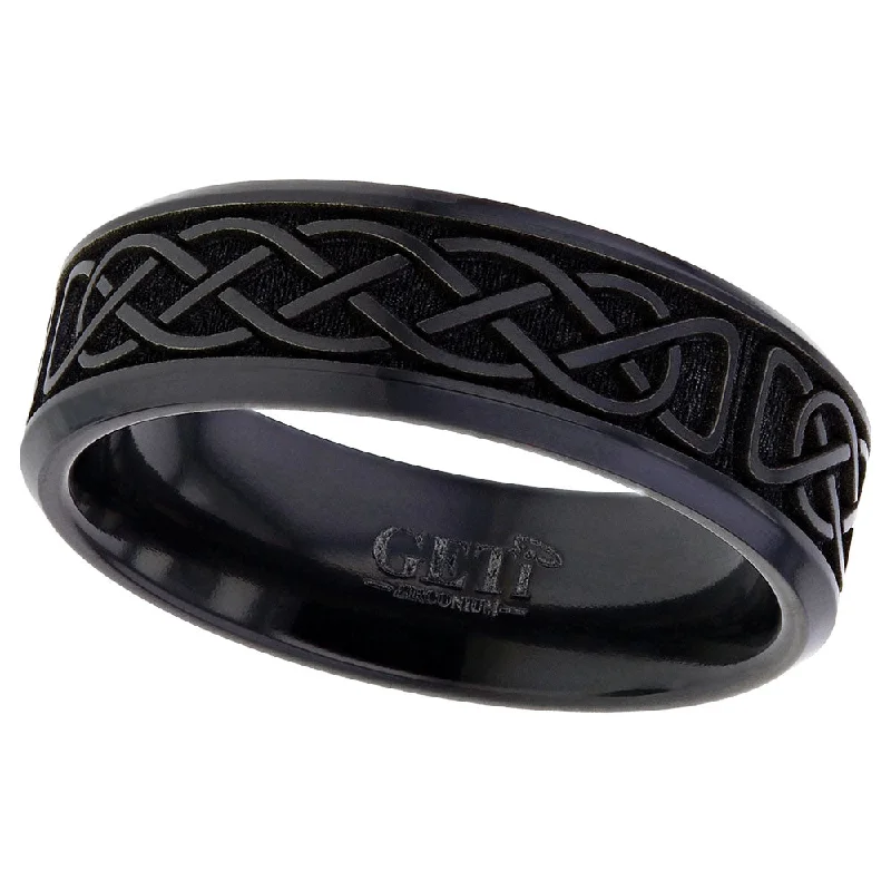 luxury engagement rings for women-Zirconium Celtic Knotwork Ring - 4026CHB-CW1