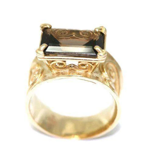 adjustable rings for women-Gold Plated Sterling Silver and Quartz Ring - GP37