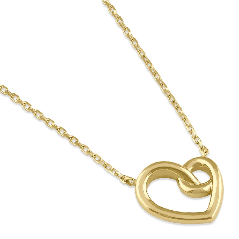 rainbow necklaces for women-Solid 14K Gold Knotted Heart Necklace