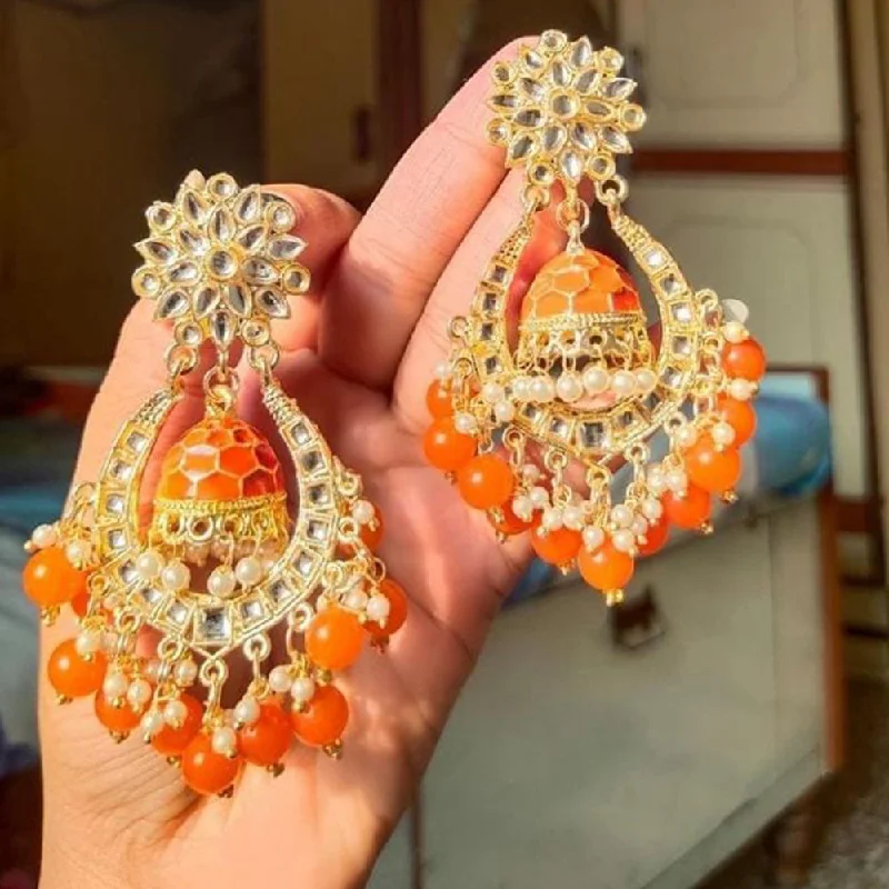 crystal earrings for women-Manisha Jewellery Gold Plated Jhumki Earrings