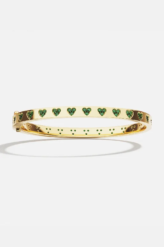 personalized bangles with names for women-Green & White Heart Bangle