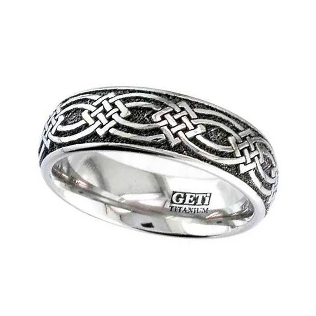 unique rings for women-Titanium Celtic Knotwork Ring - 2226-CLK2