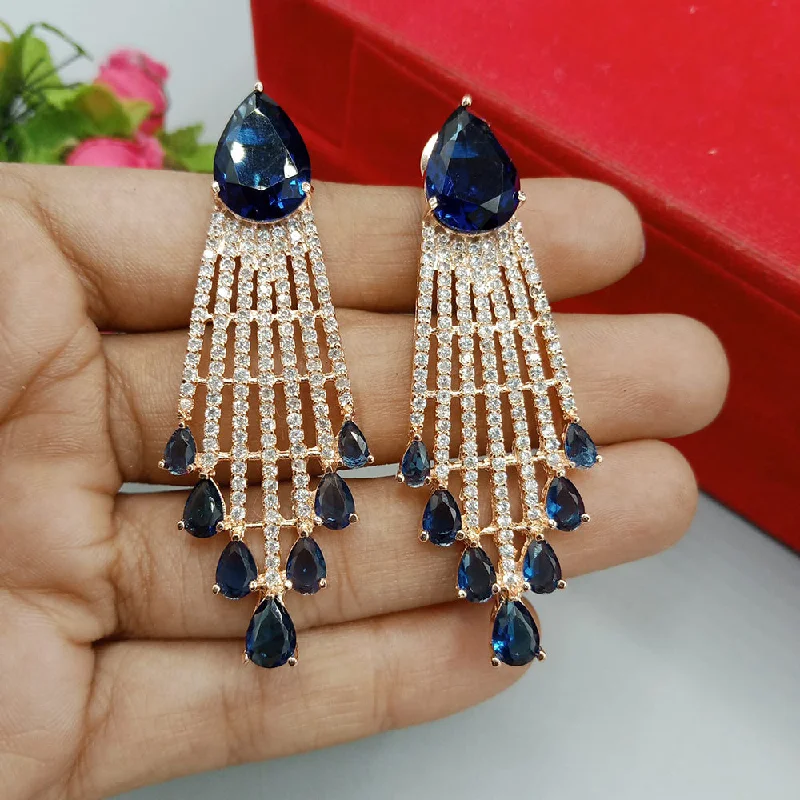 statement gold earrings for women-Manisha Jewellery Rose Gold Plated AD Stone Dangler Earrings