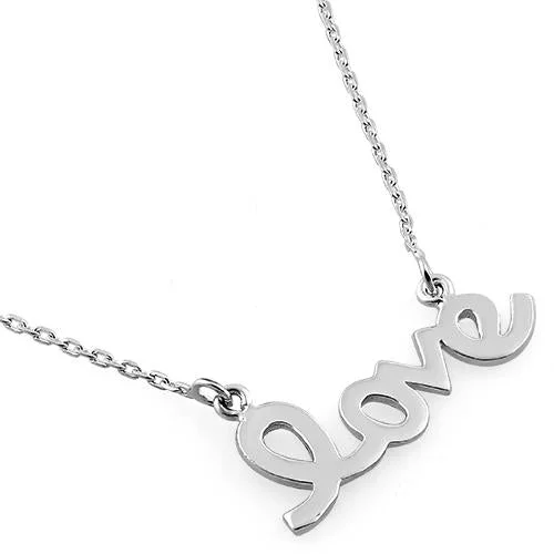 silver necklaces for women-Sterling Silver Love Necklace