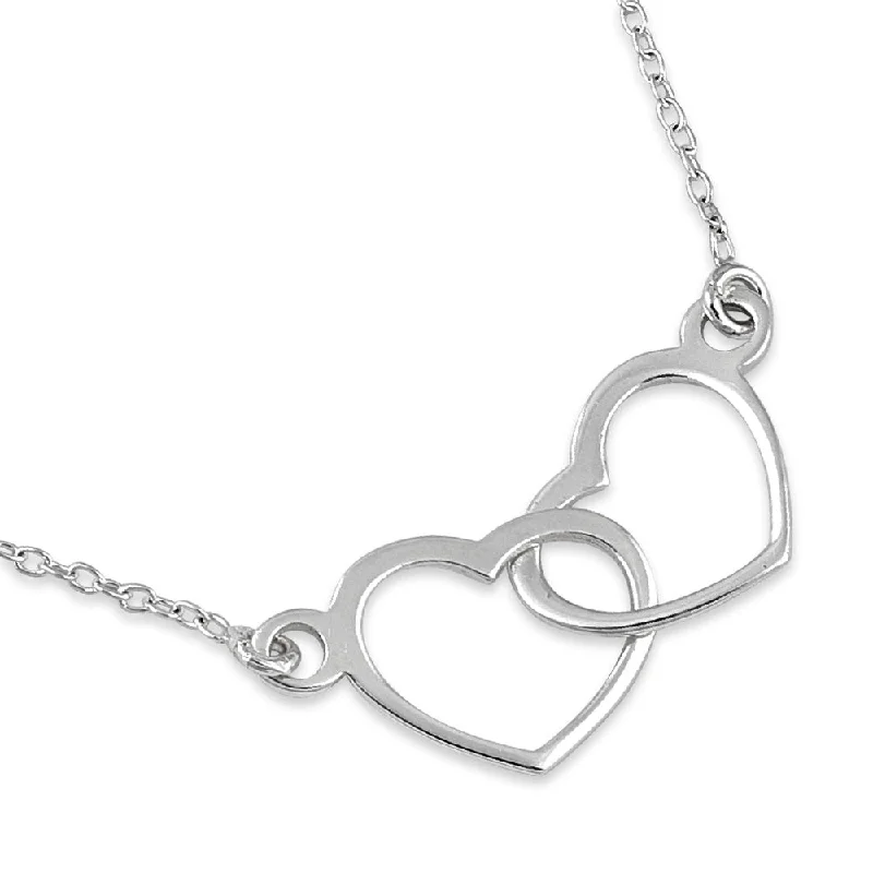 minimalist necklaces for women-Sterling Silver Double Heart Necklace