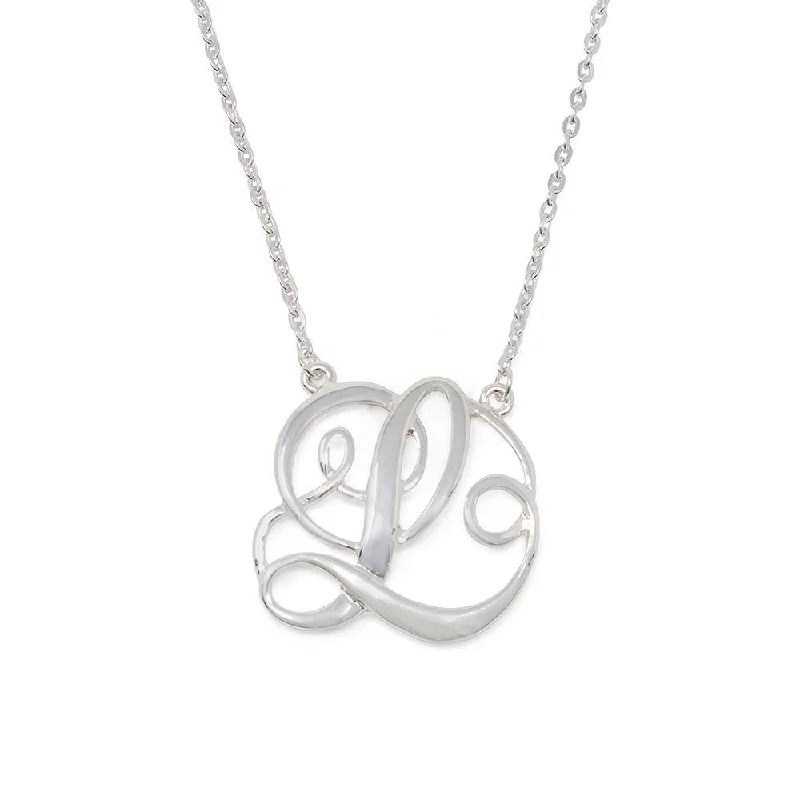 pearl necklaces for women-Monogram Initial Necklace L Silver Tone