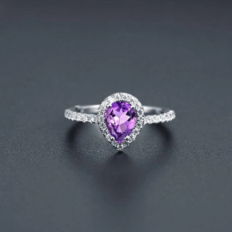 high-end engagement rings for women-1.08Ct Natural Amethyst Purple Engagement Ring