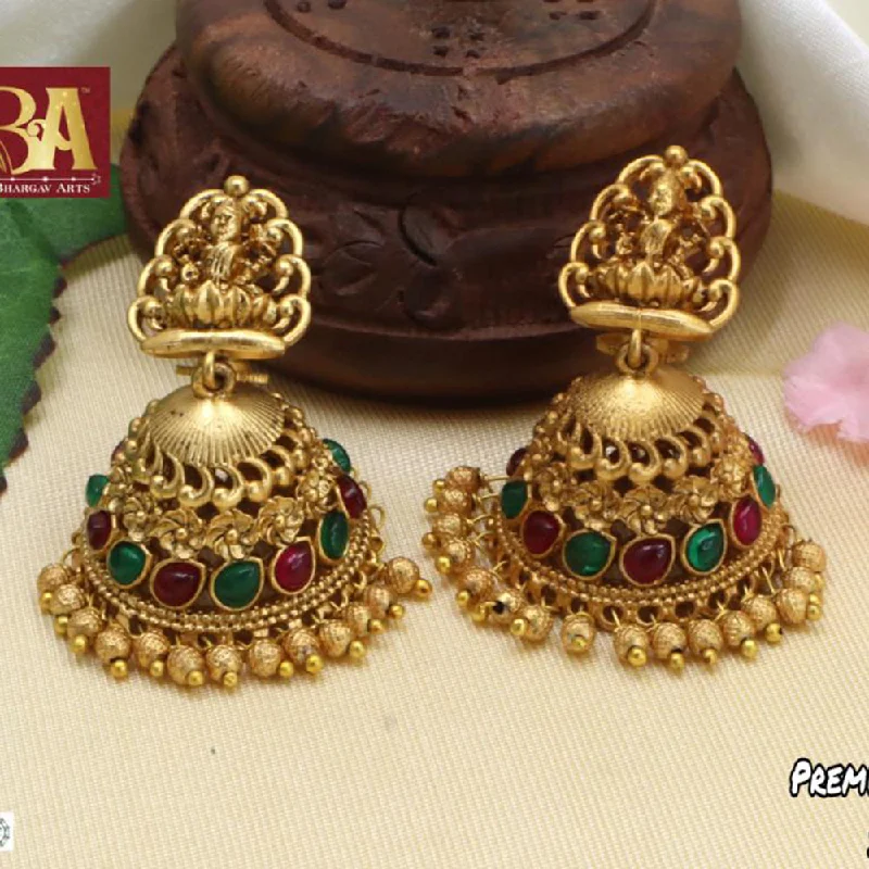 diamond hoop earrings for women-Bhargav Arts Gold Plated Temple Jhumki Earrings