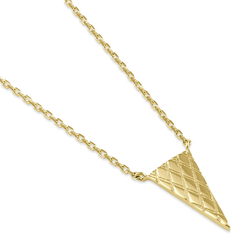 fancy necklaces for women-Solid 14K Gold Diamond Cut Triangle Necklace