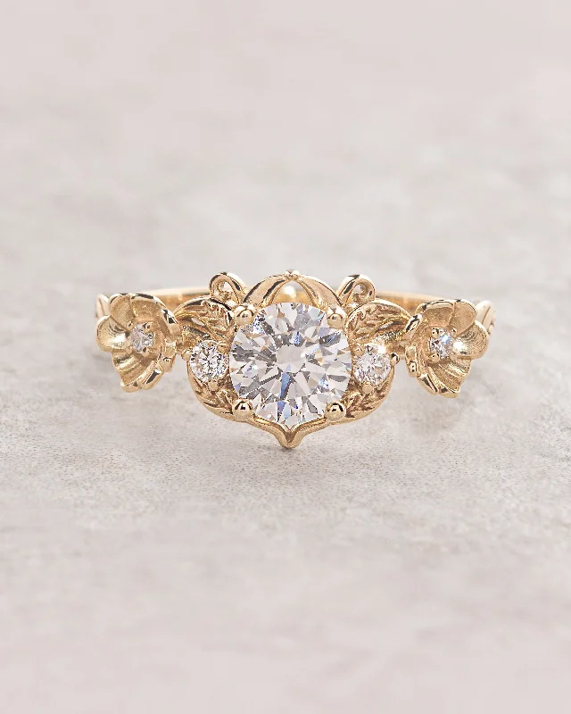 engagement rings for women-Solid gold lab grown diamond ring for engagement / Adelina