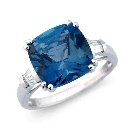 exclusive rings for women-9ct White Gold Diamond and Blue Topaz Ring - MM1Q64WDBT