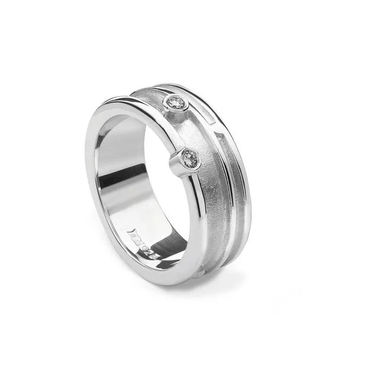 romantic rings for women-Fea Wide Sterling Silver Ring - 16059-1