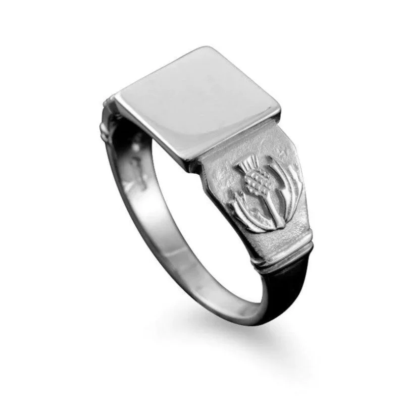 fashion rings for women-Thistle Signet Ring in Silver or Gold - R102-s