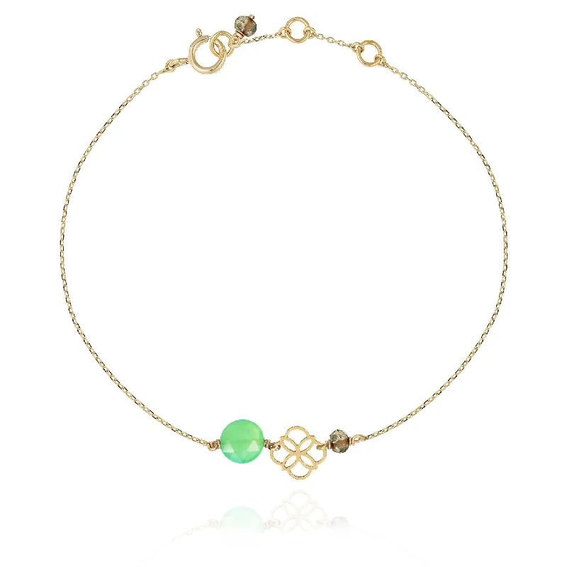 crystal bangles for women-Daisy Pastille Gold Bracelet Green Chalcedony - 18k Gold