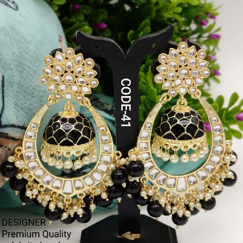 modern stud earrings for women-India Art Gold Plated Meenakari Jhumki Earrings