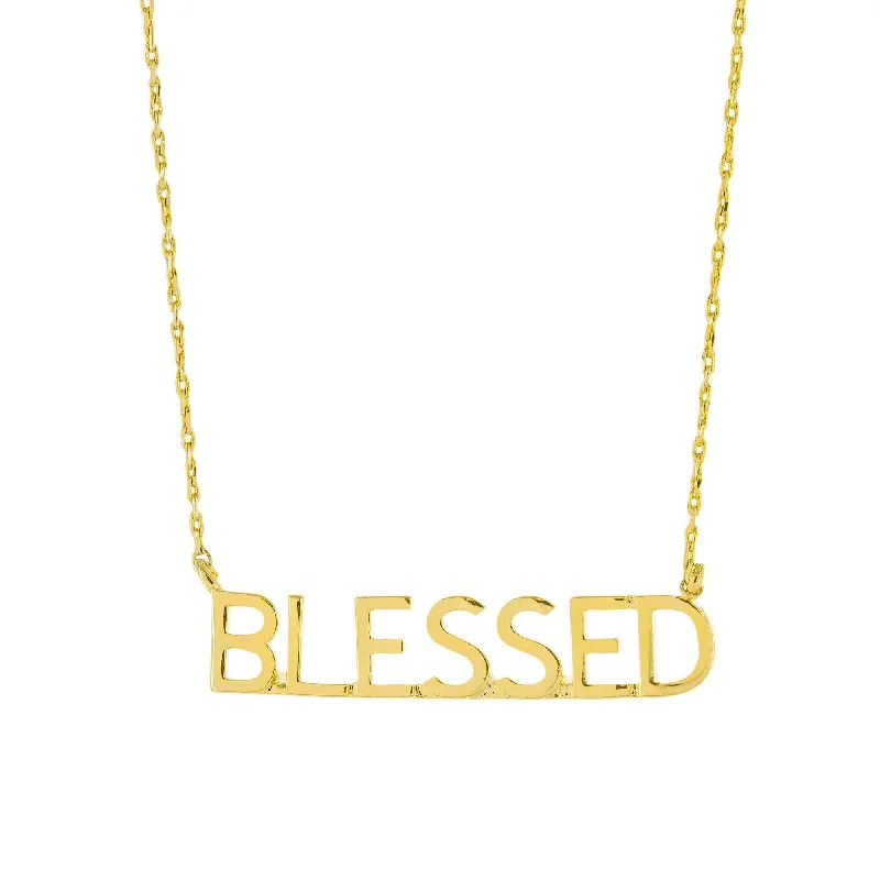 romantic necklaces for women-Brass "BLESSED" Necklace Gold Plated