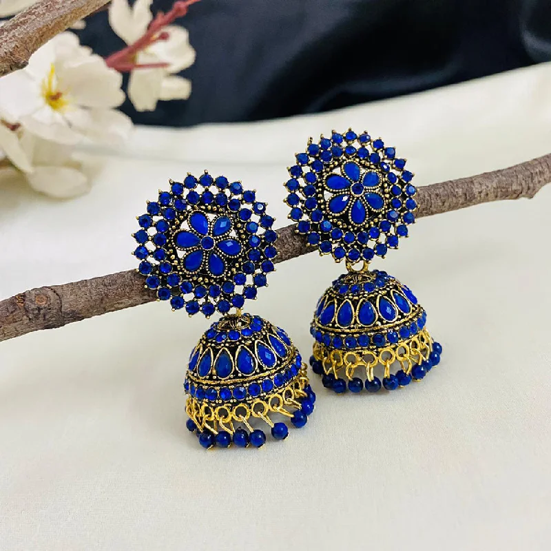 gemstone earrings for women-Subhag Alankar Dark Blue Attractive Kundan earrings For Girls and Women