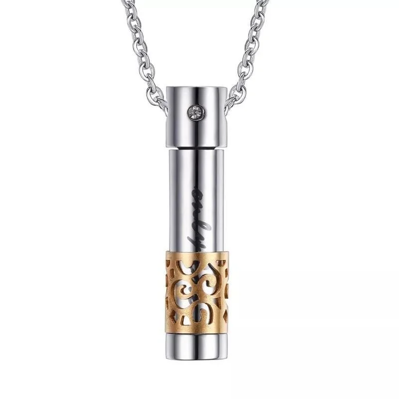 elegant chain necklaces for women-Stainless Steel Cremation Pendant Necklace Two Tone