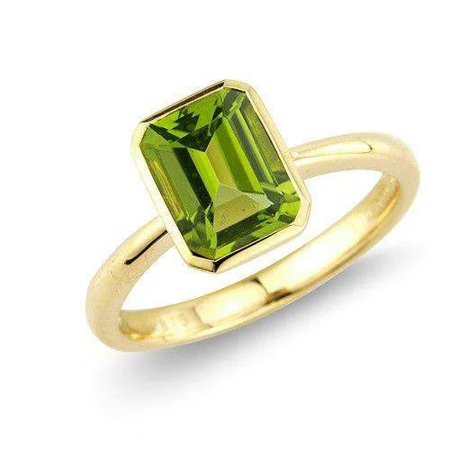 sterling silver rings for women-9ct Gold Peridot Ring - MMCH075-1YPER