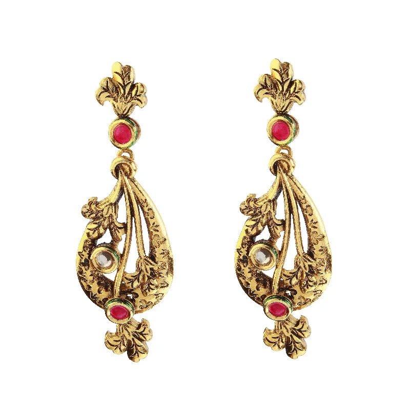 gold-plated earrings for women-Amina Creation Gold Plated Dangler Earrings