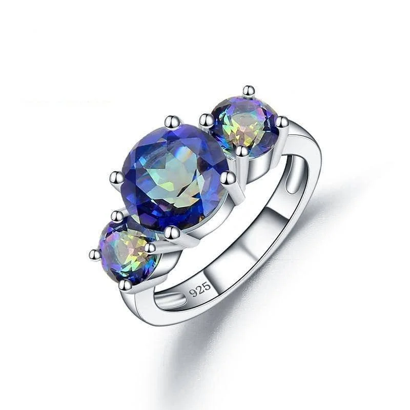 bridal diamond engagement rings for women-Three Natural Mystic Topaz Birthstone Ring