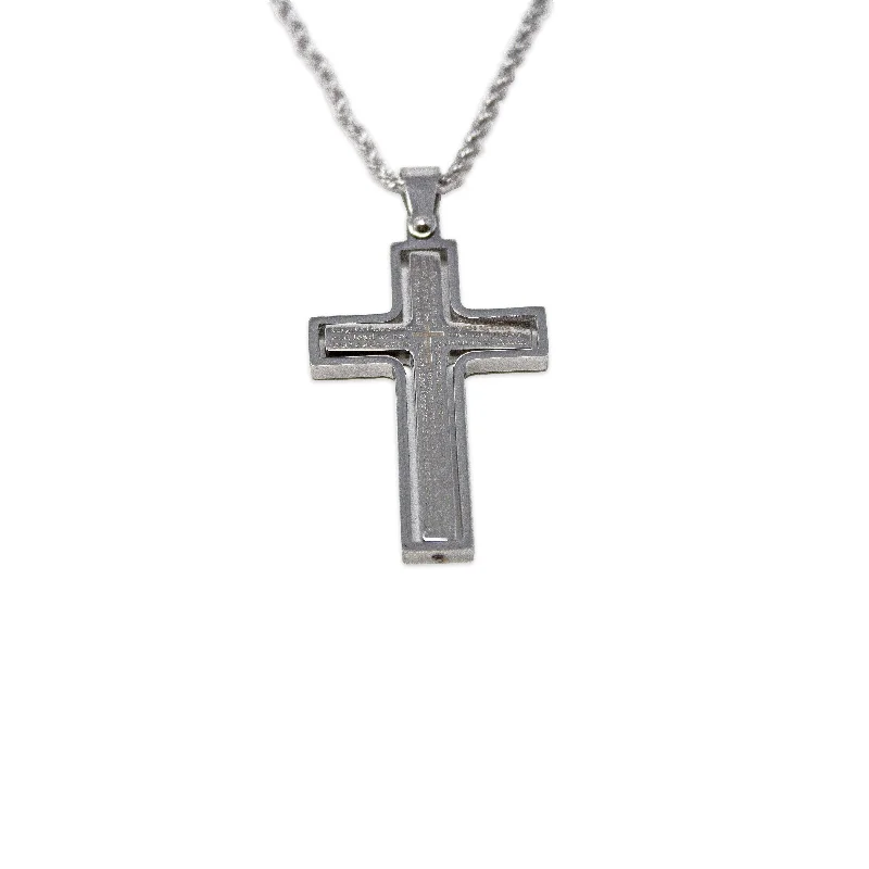 anniversary necklaces for women-Stainless Steel Men's Necklace Pray Cross