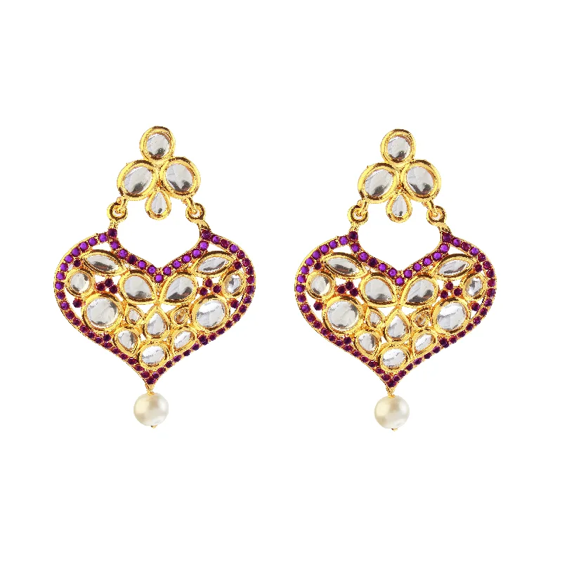 trendy stud earrings for women-Amina Creation Gold Plated Dangler Earrings