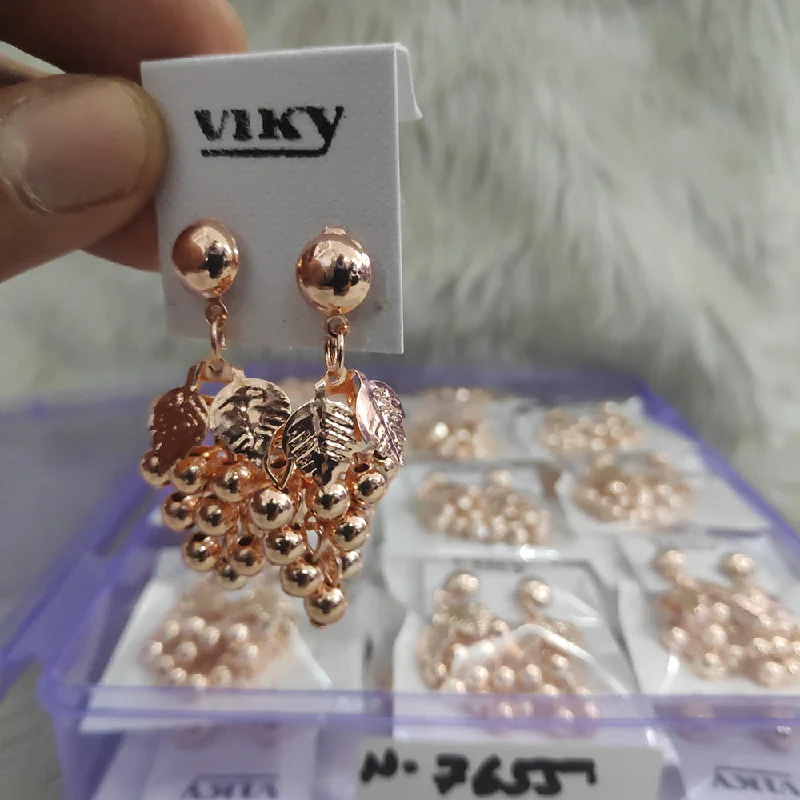 creative earrings for women-Viky Rose Gold Plated Dangler Earrings