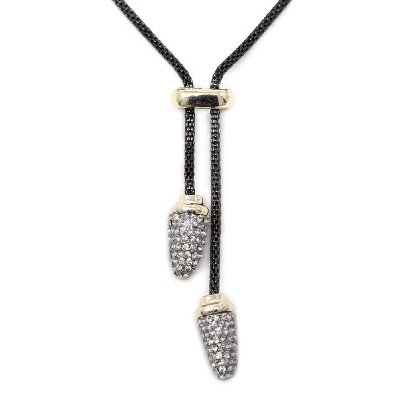 elegant crystal necklaces for women-Hematite Two Tone Slide Necklace Cubic Zirconia