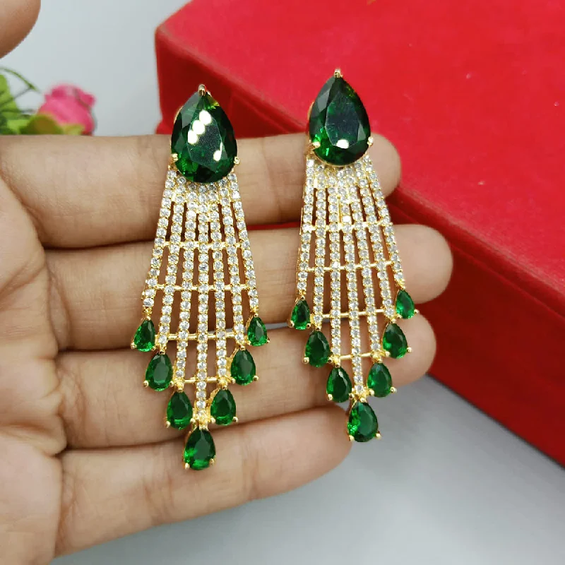 modern earrings for women-Manisha Jewellery Gold Plated AD Stone Dangler Earrings