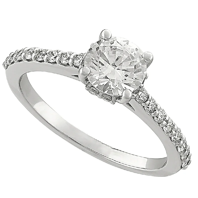 classic engagement rings for women-Classic Diamond Engagement Ring with Surprise Diamond Gallery