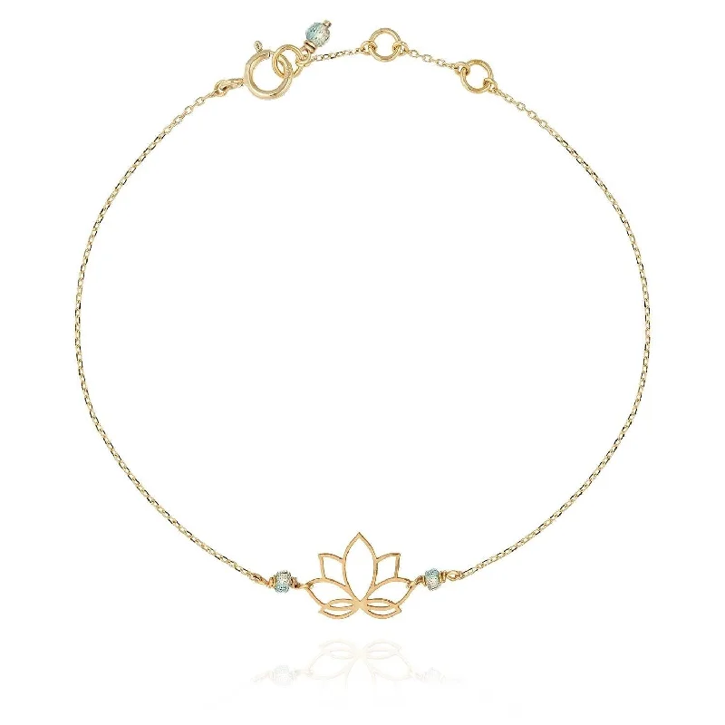 bridal bangles for wedding-Lotus Bracelet 9 or 18k Gold