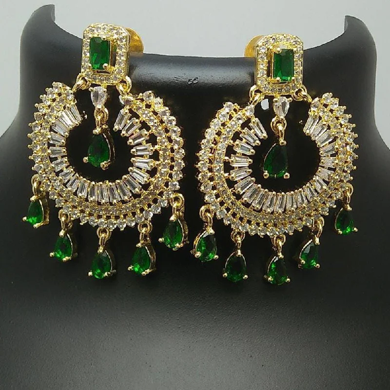 cute earrings for women-Pooja Bangles Gold Plated Crystal Stone Dangler Earrings