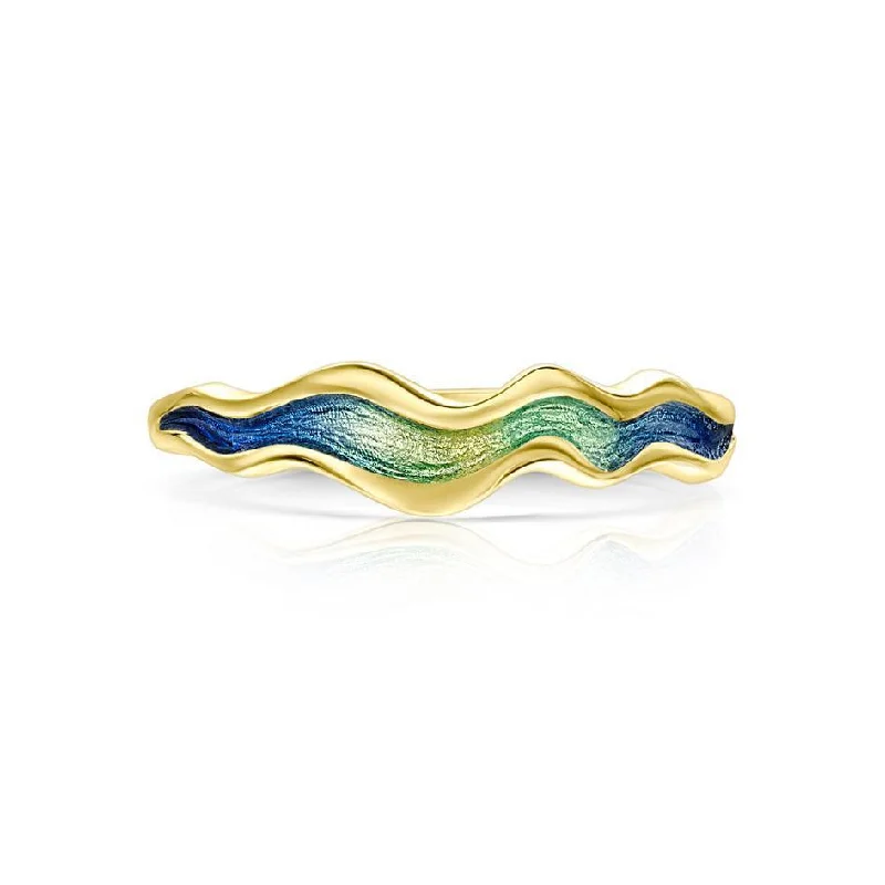 elegant promise rings for women-River Ripples Gold and Enamel Ring - ER87