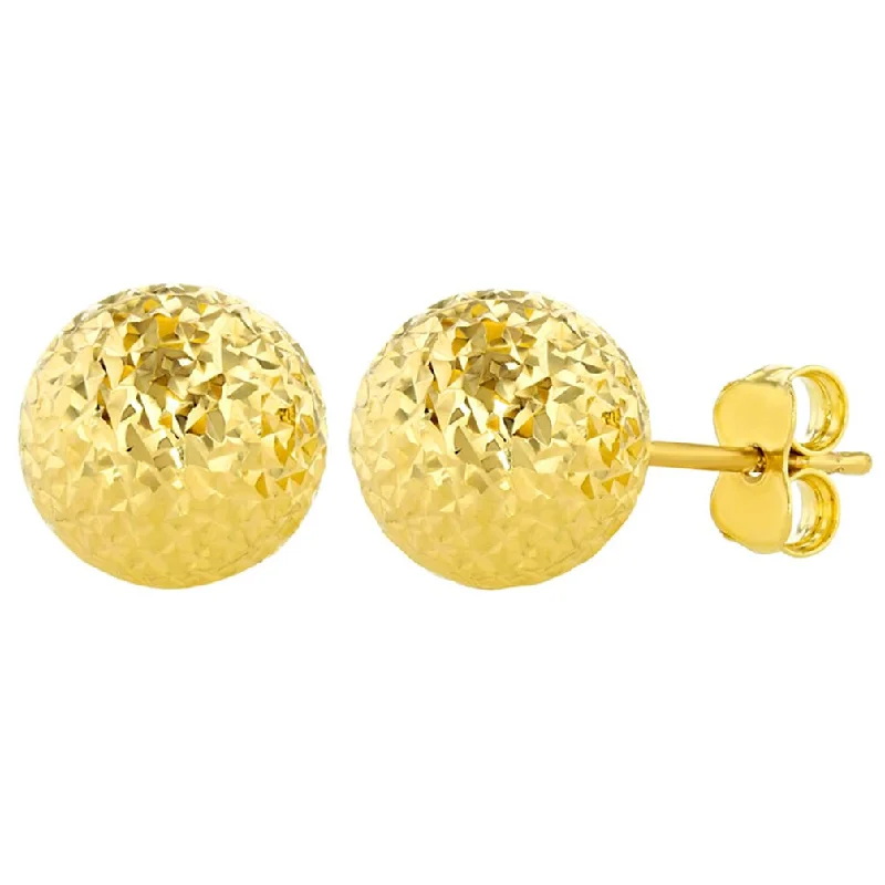 birthstone earrings for women-14k Yellow Gold Textured Ball Earrings Round Sphere Studs, 9.4mm