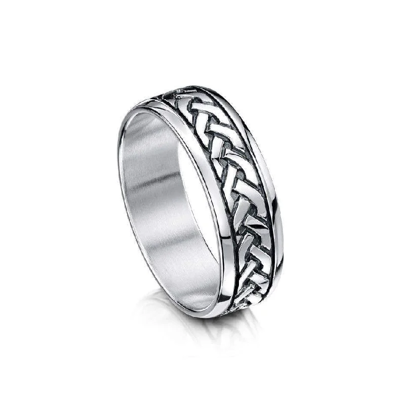 solitaire rings for women-Celtic Knot Ring - (R29) - Various Metals - Size J-Q